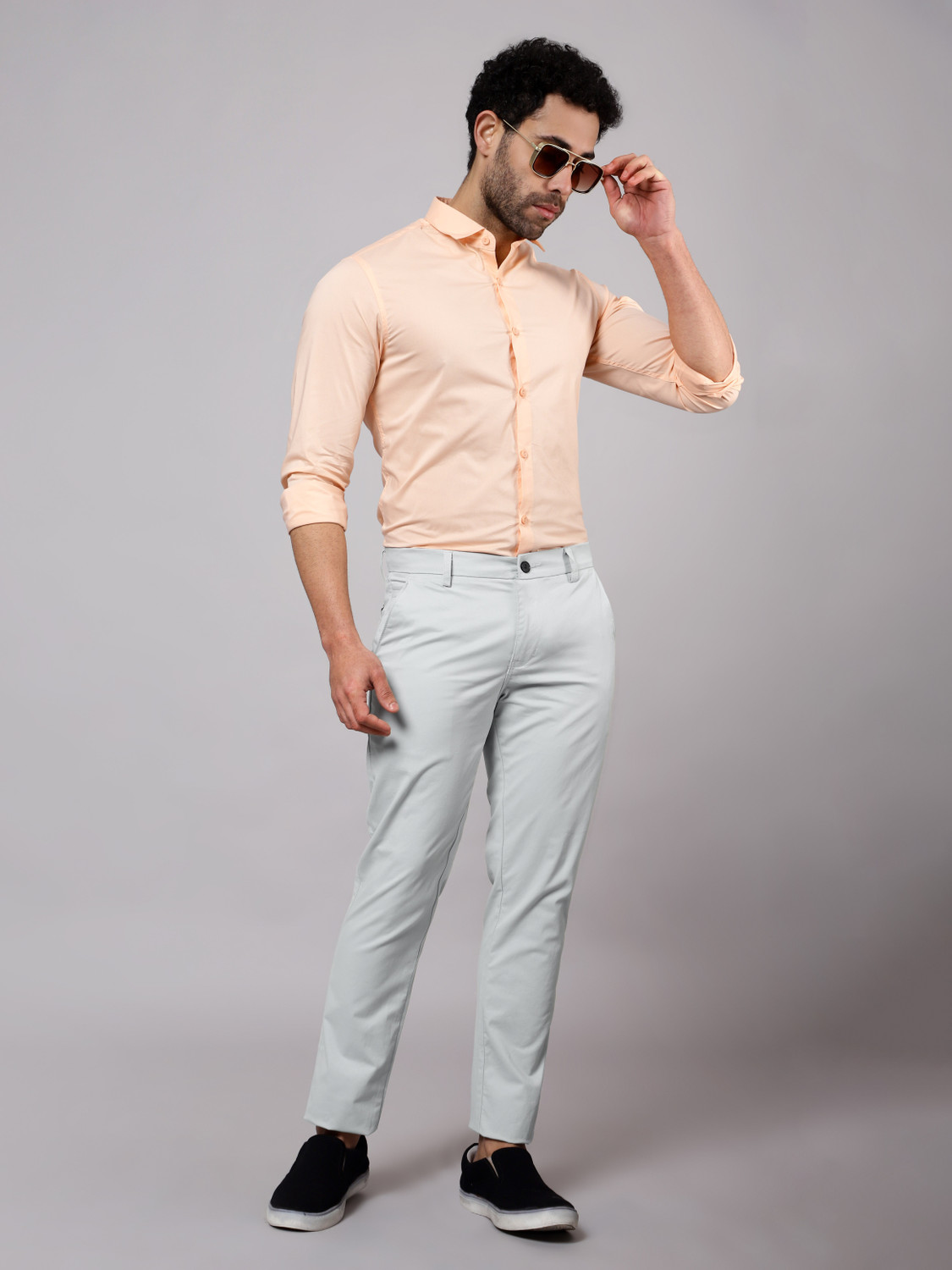 Image of BEYOUNG Regular Fit Men White Trousers