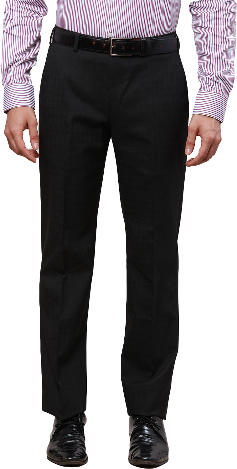 Image of PARK AVENUE Regular Fit Men Black Trousers