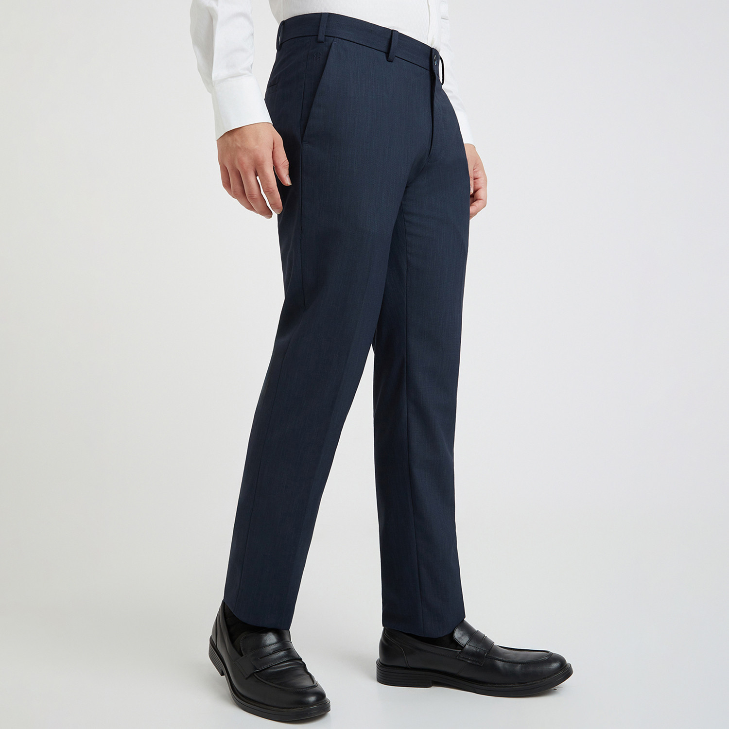 Image of Raymond Slim Fit Men Dark Blue Trousers