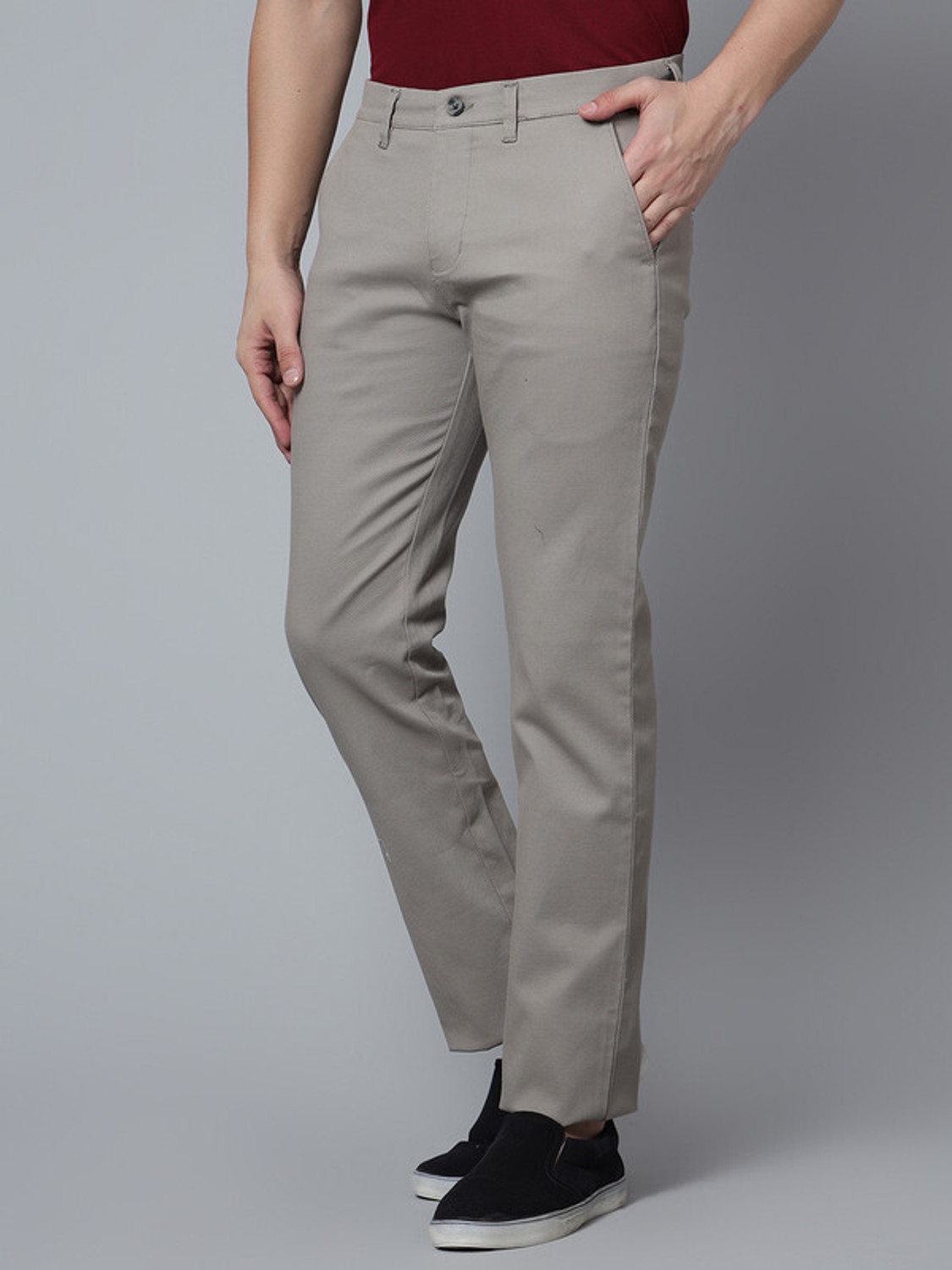 Image of CANTABIL Regular Fit Men Grey Trousers