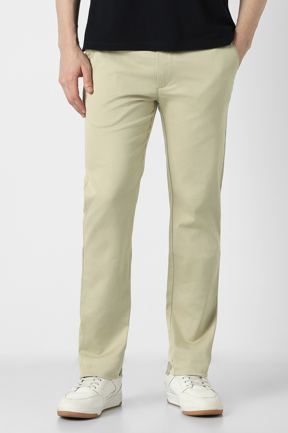 Image of PETER ENGLAND Slim Fit Men Green Trousers