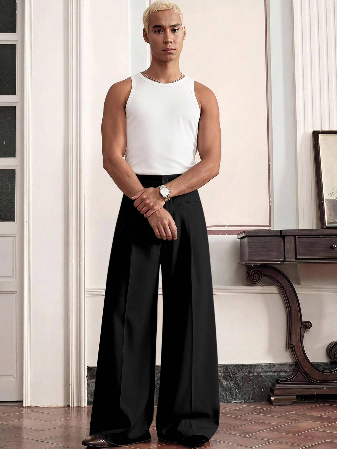 Klossy Loose Fit Men Black Trousers - Image 3