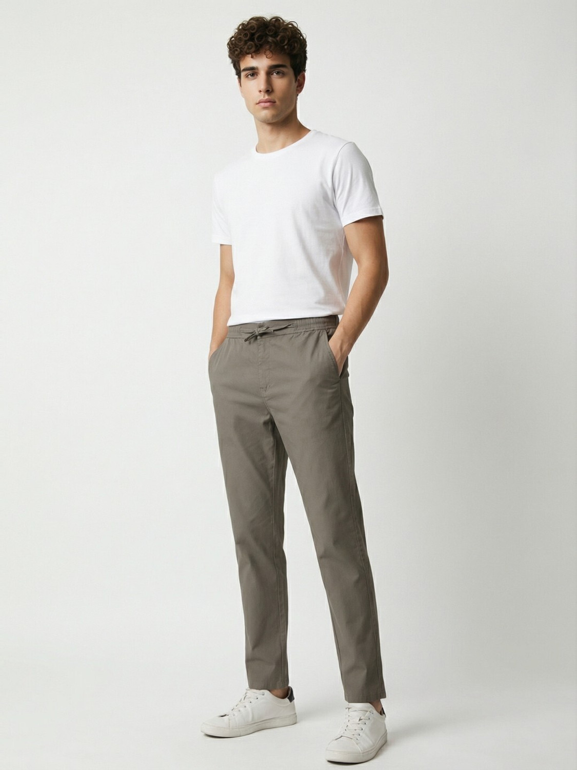 Image of PROVOGUE Slim Fit Men Grey Trousers
