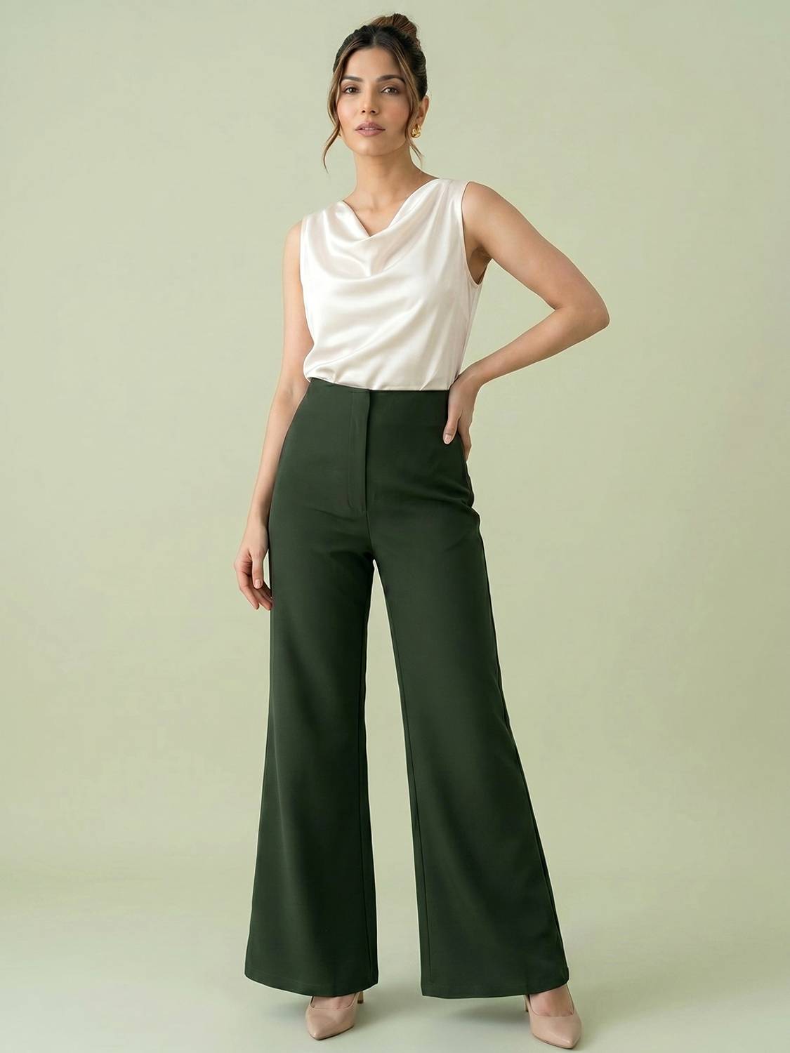 ADDYVERO Loose Fit Women Dark Green Trousers