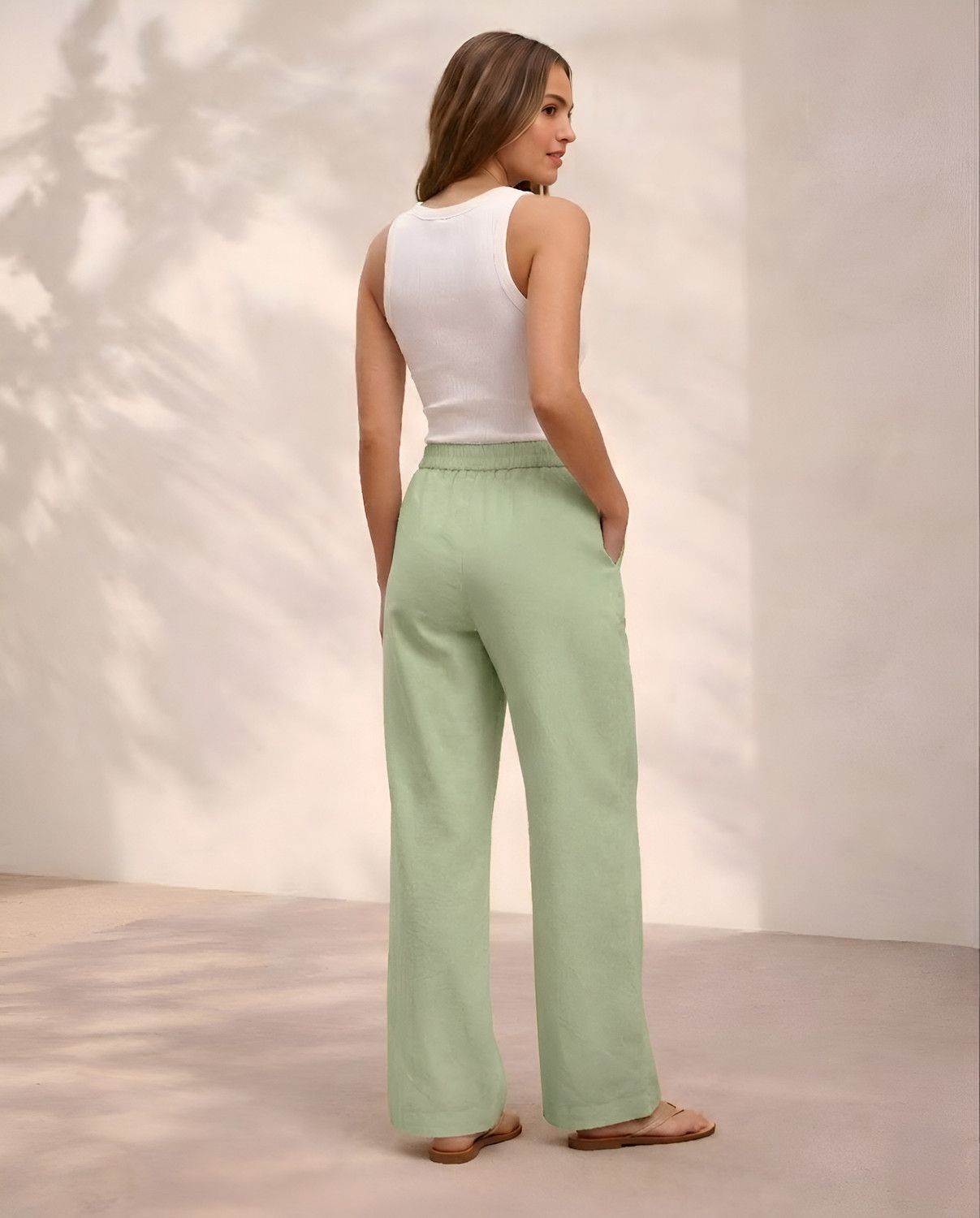 Image of Anmi Comfort Fit Women Green Trousers