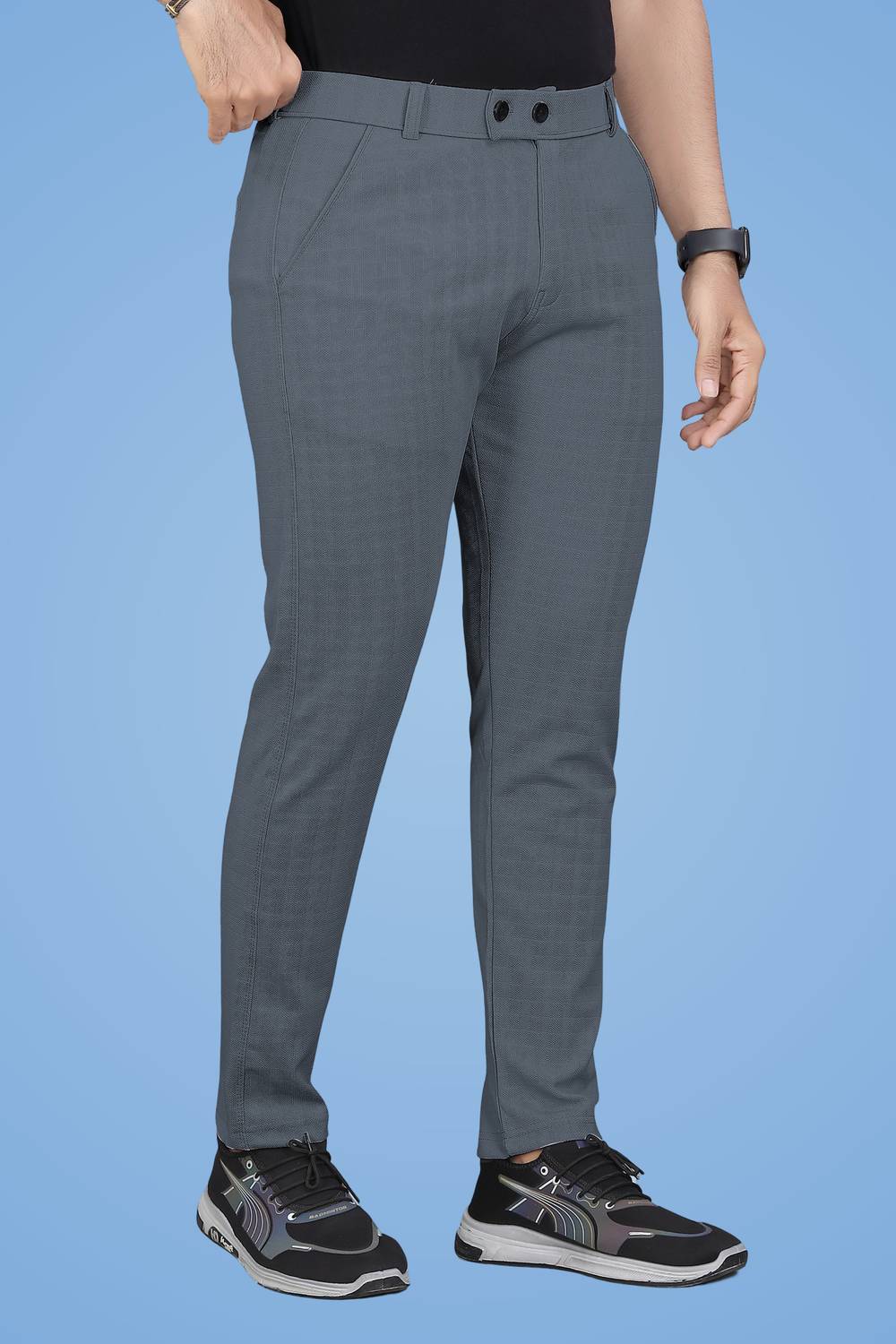 GIBBONTE Regular Fit Men Grey Trousers - Image 2