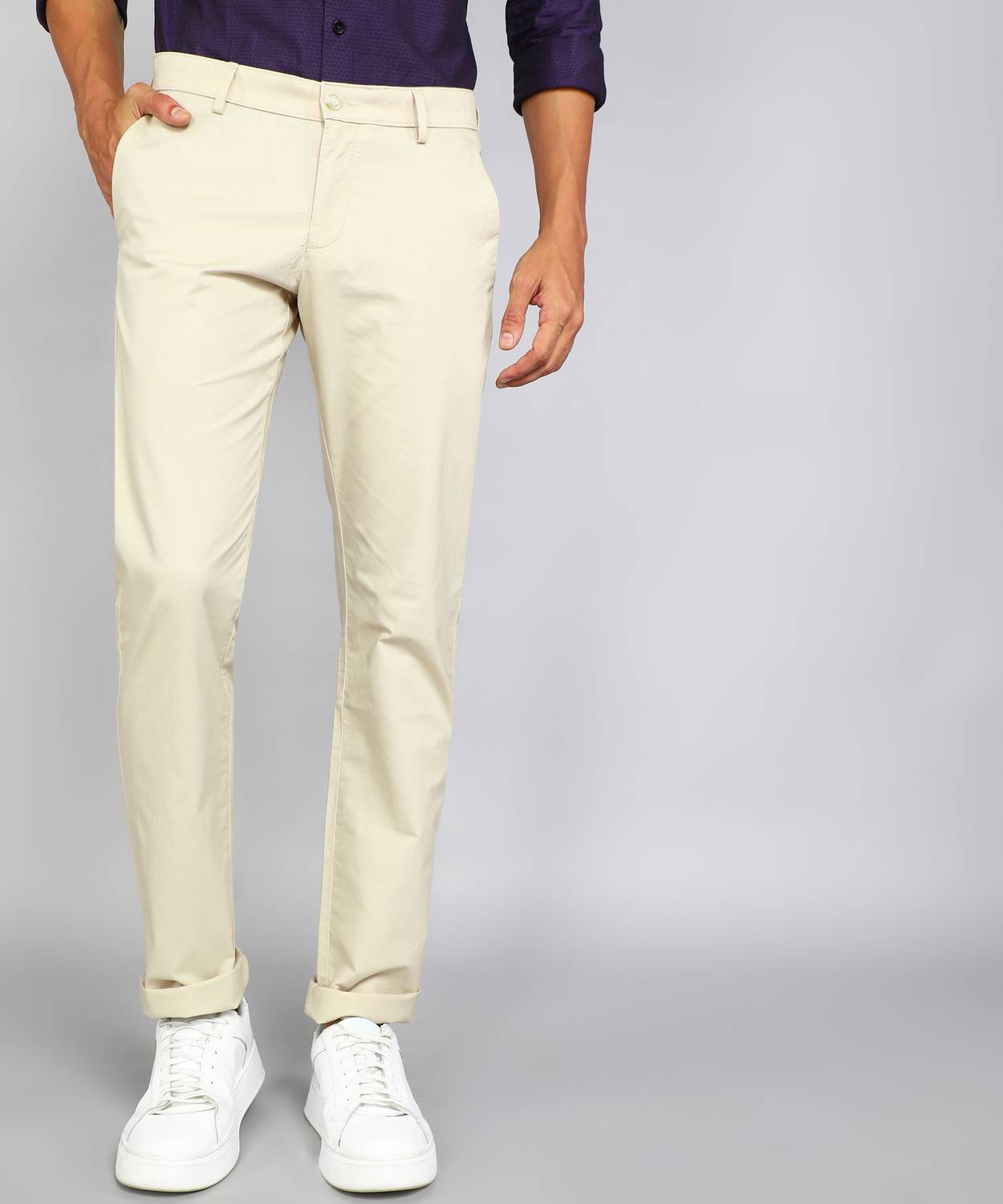 Allen Solly Regular Fit Men Beige Trousers