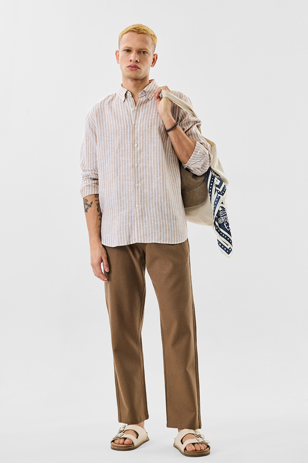 Image of Snitch Regular Fit Men Brown Trousers