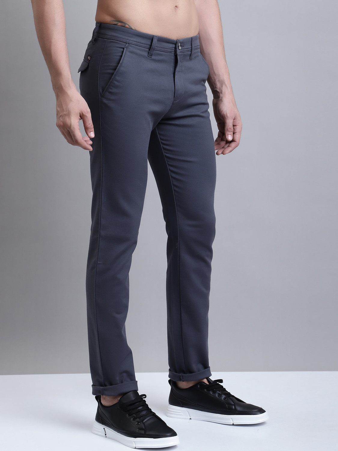 Image of CANTABIL Regular Fit Men Grey Trousers