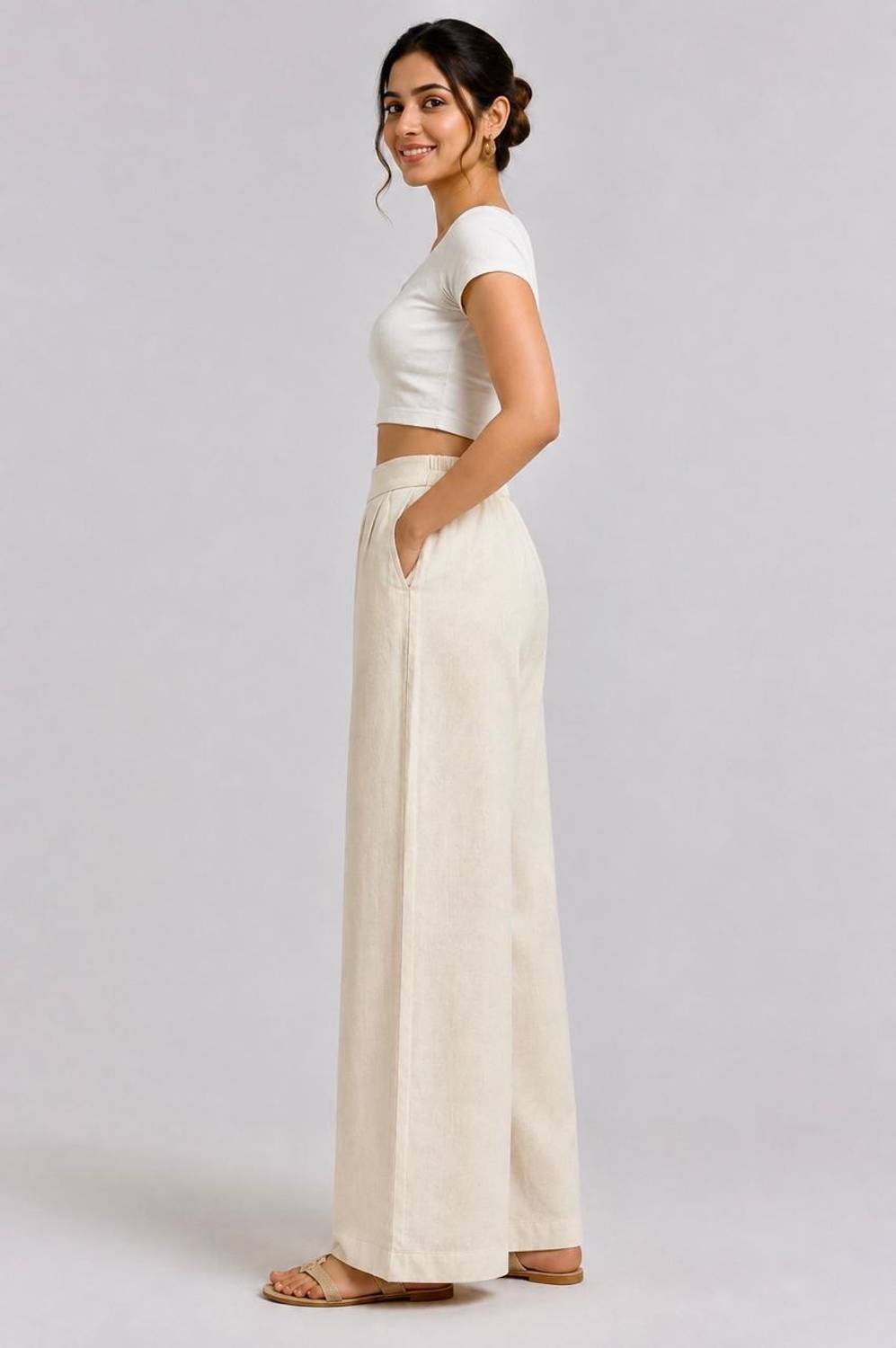 DEVVRAJ Comfort Fit Women Beige Trousers - Image 3