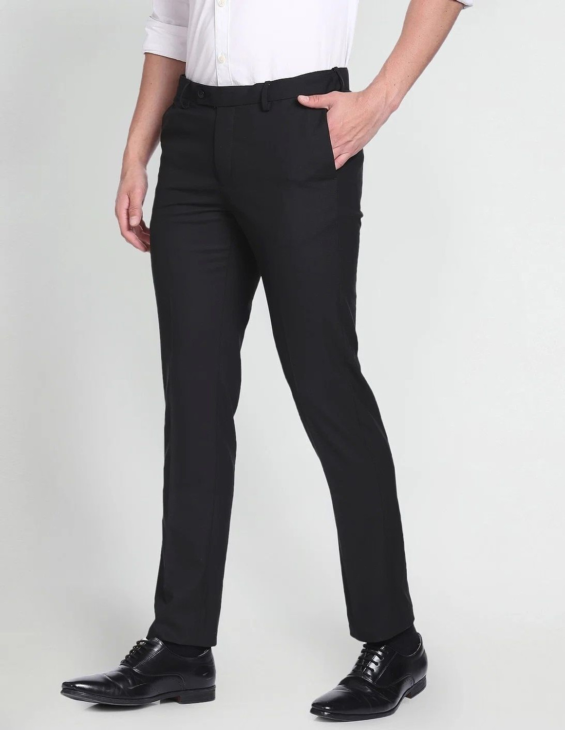 Image of METRONAUT Slim Fit Men Black Trousers