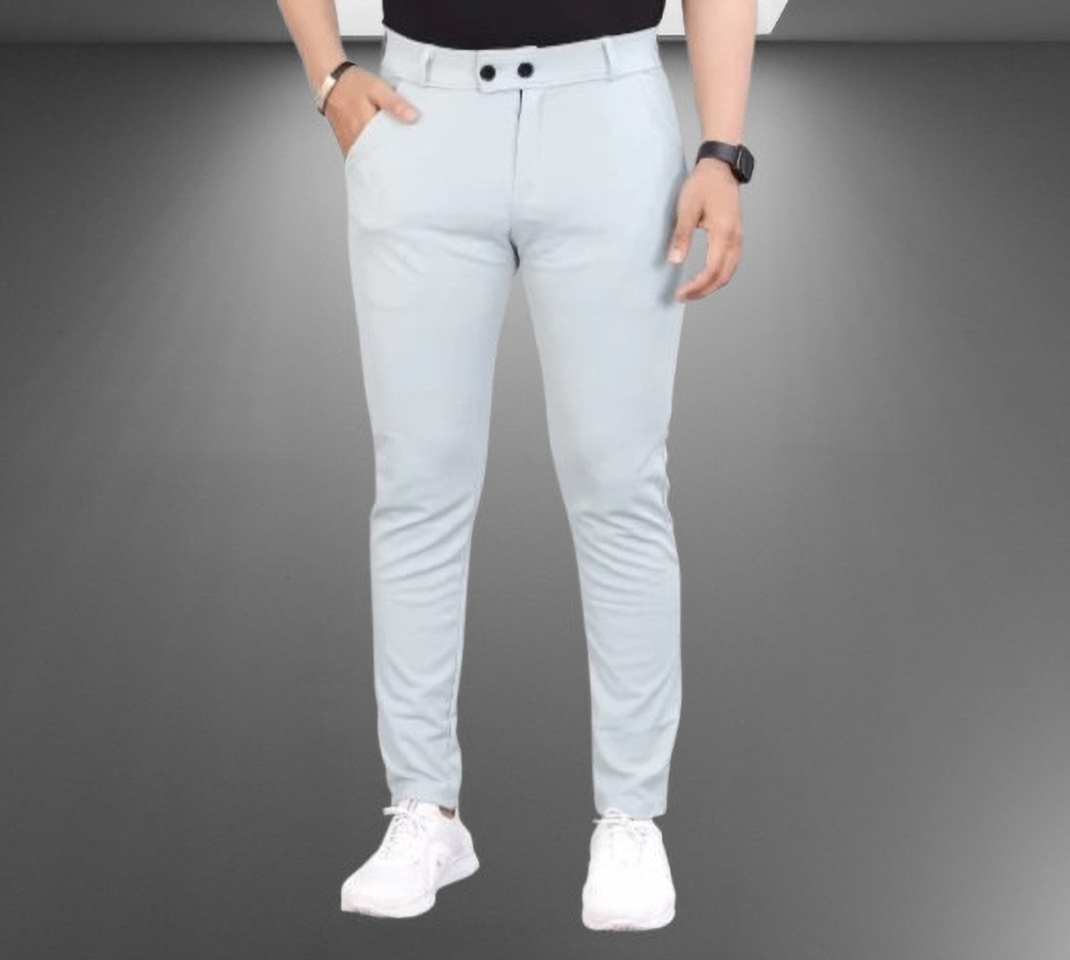 Image of CIVIRASTYLE Regular Fit Men Grey Trousers