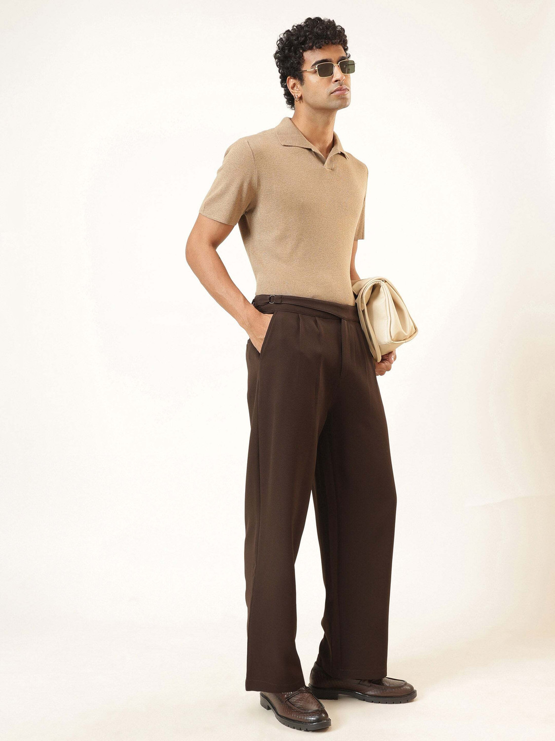 Image of MASCLN SASSAFRAS Relaxed Men Brown Trousers