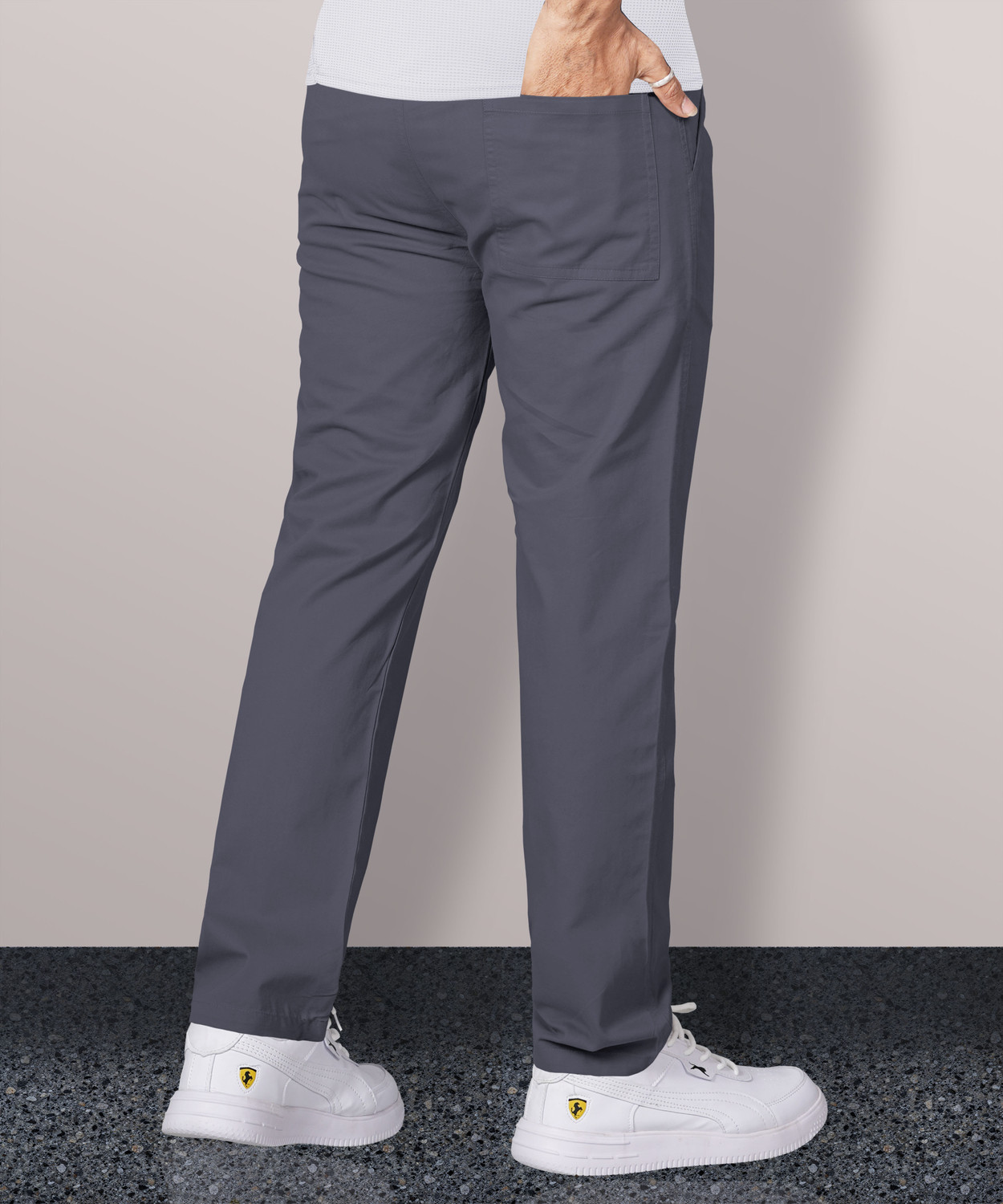 Image of VeBNoR Regular Fit Men Grey Trousers