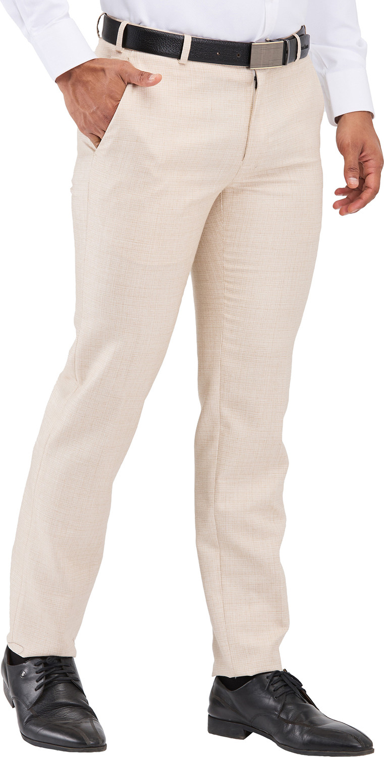 Image of Raymond Slim Fit Men Beige Trousers