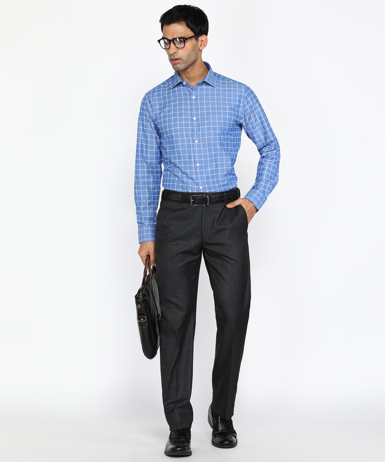 Image of PARK AVENUE Slim Fit Men Grey Trousers