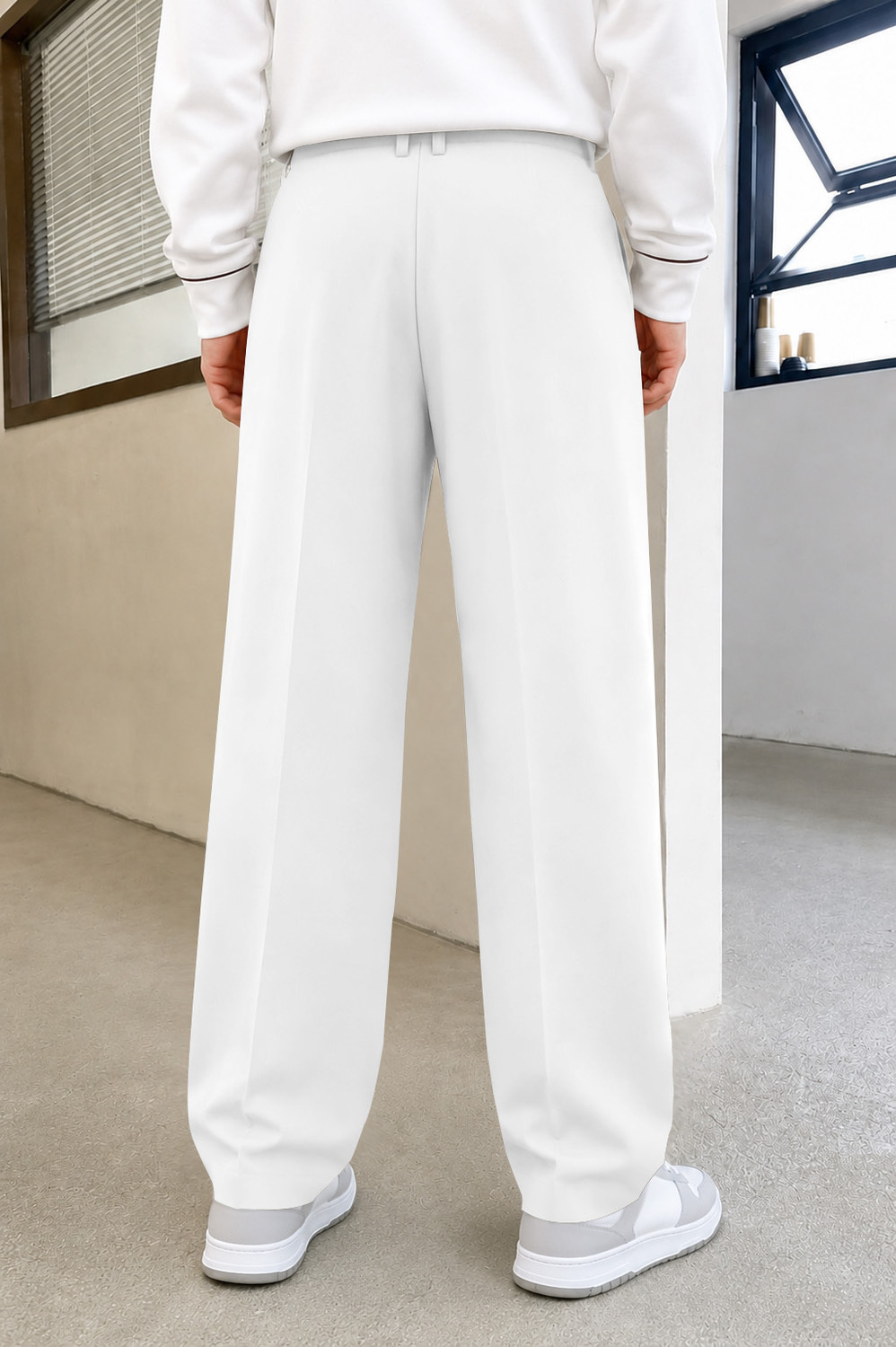 Image of FTX Men Loose Fit White Lycra Blend Trousers