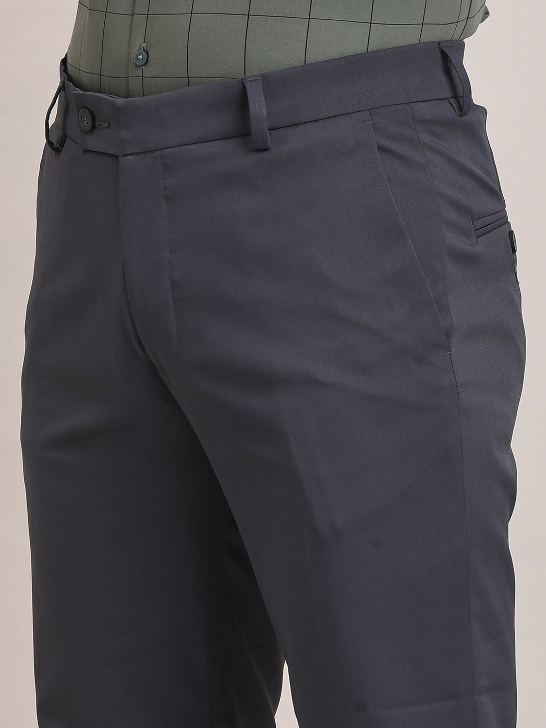 Image of TURTLE Slim Fit Men Grey Trousers