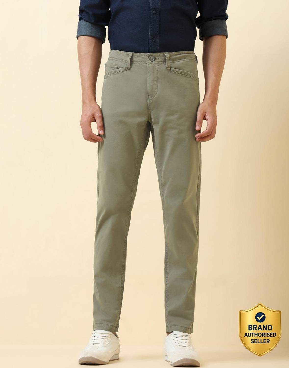 Allen Solly Regular Fit Men Green Trousers