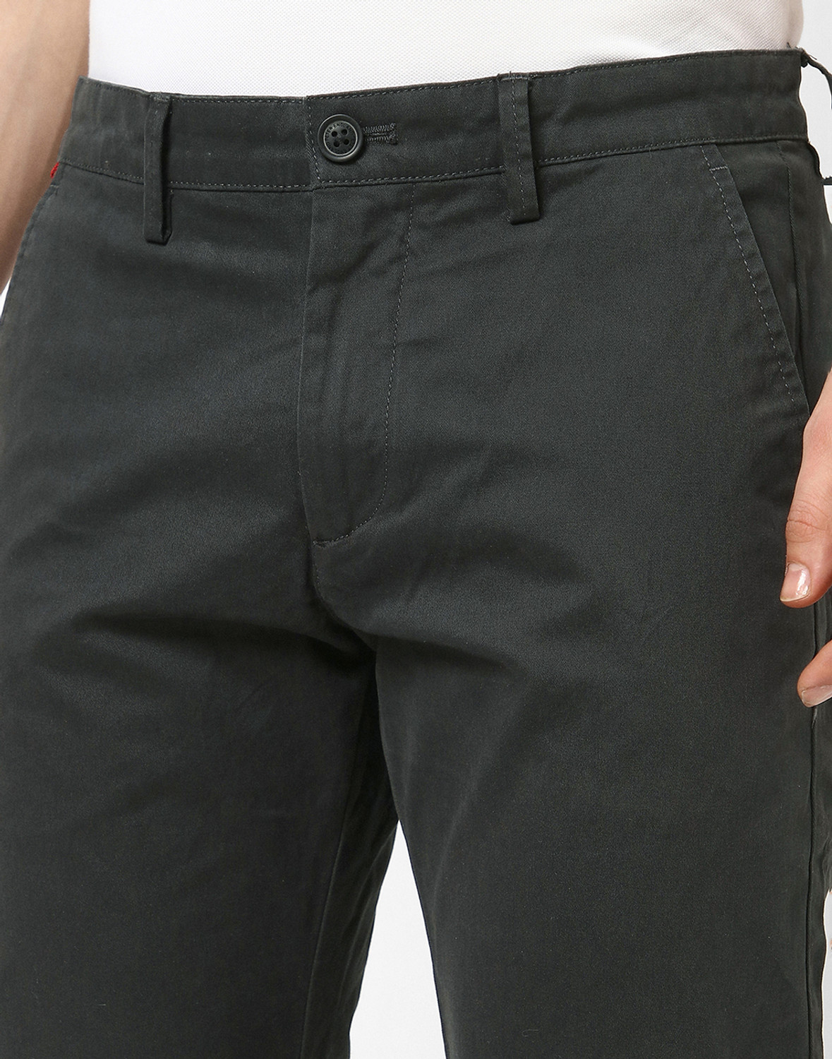 Image of PETER ENGLAND Slim Fit Men Black Trousers