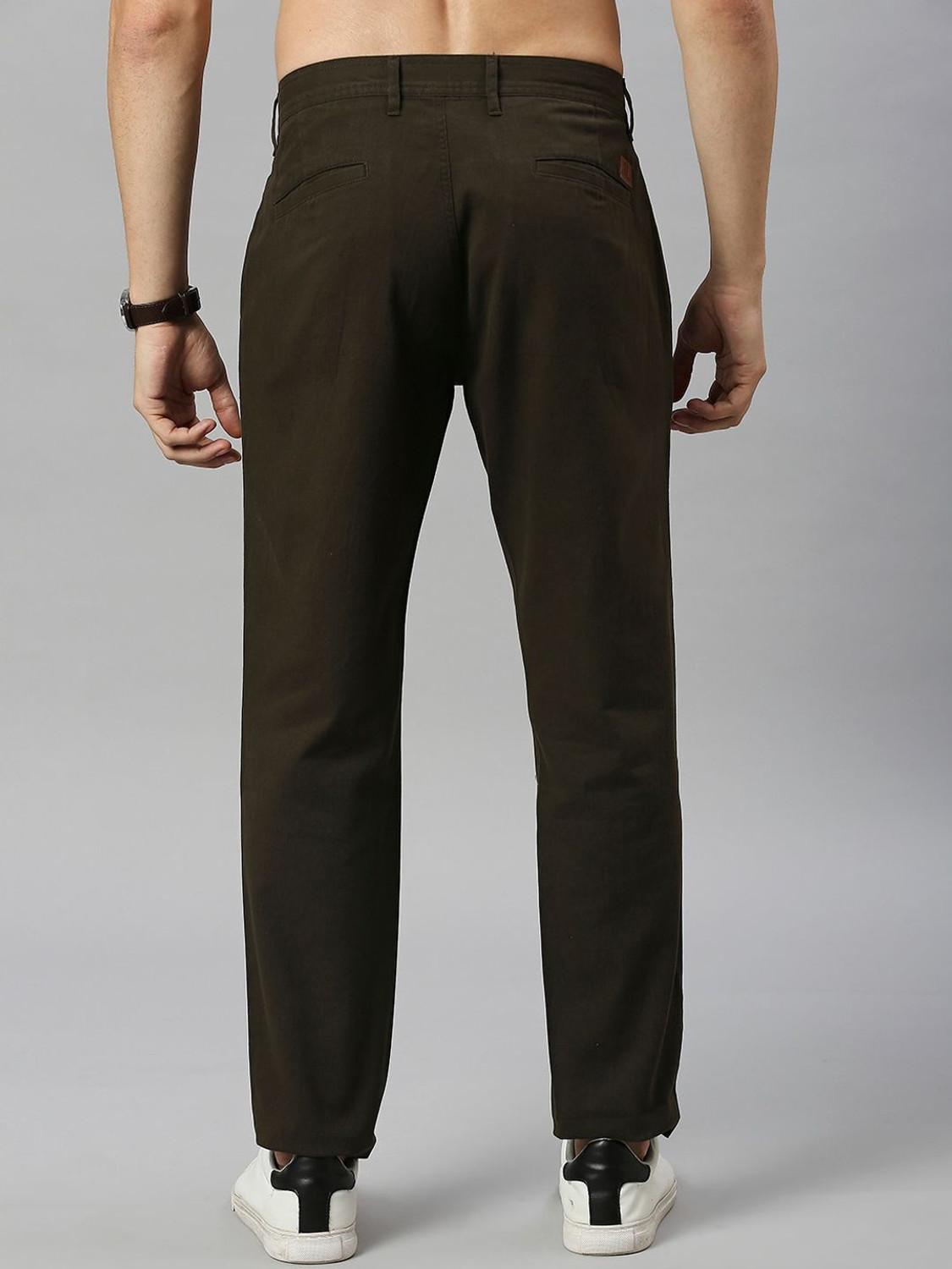 Image of HERE&NOW Slim Fit Men Green Trousers