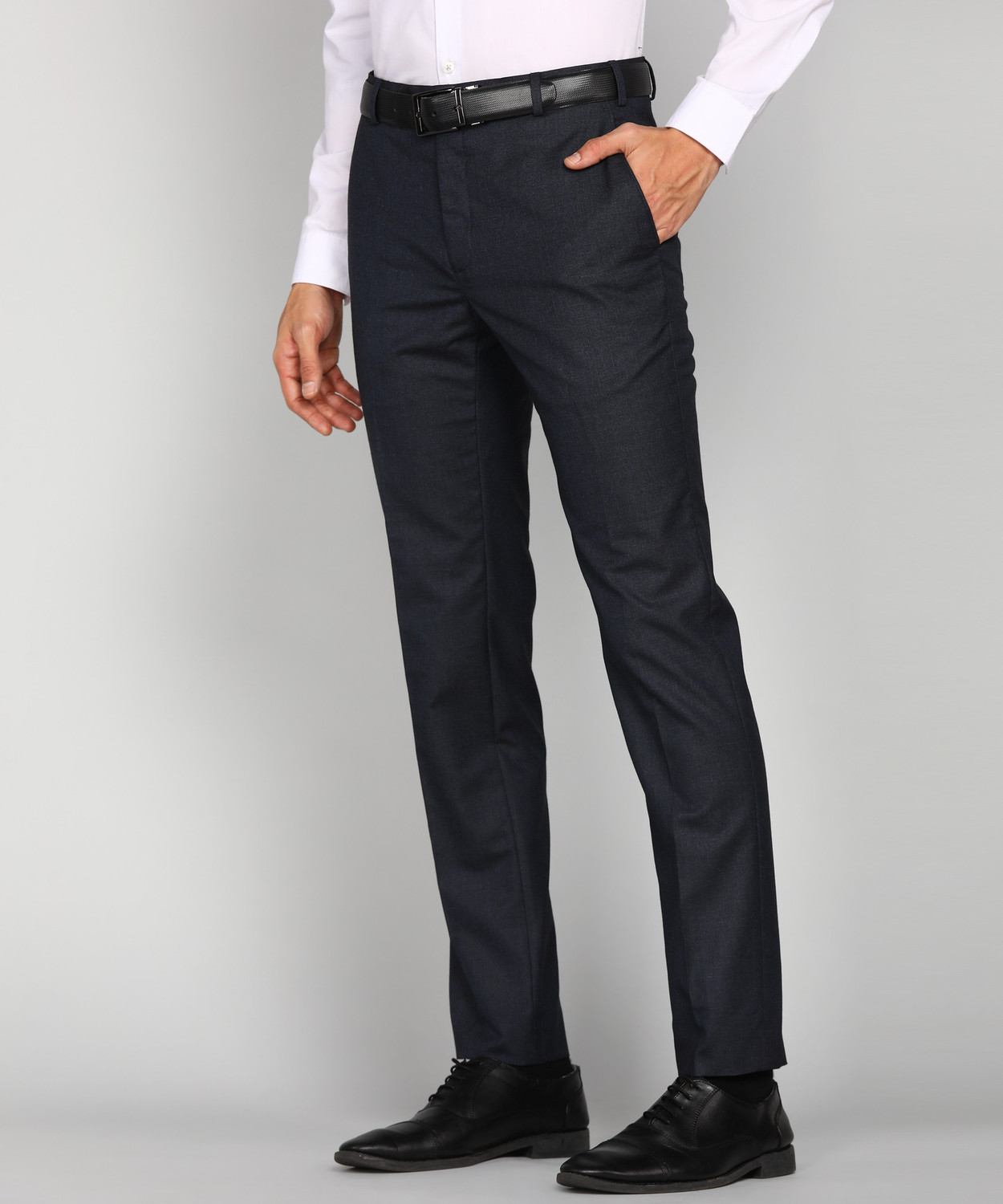 Image of Raymond Slim Fit Men Dark Blue Trousers