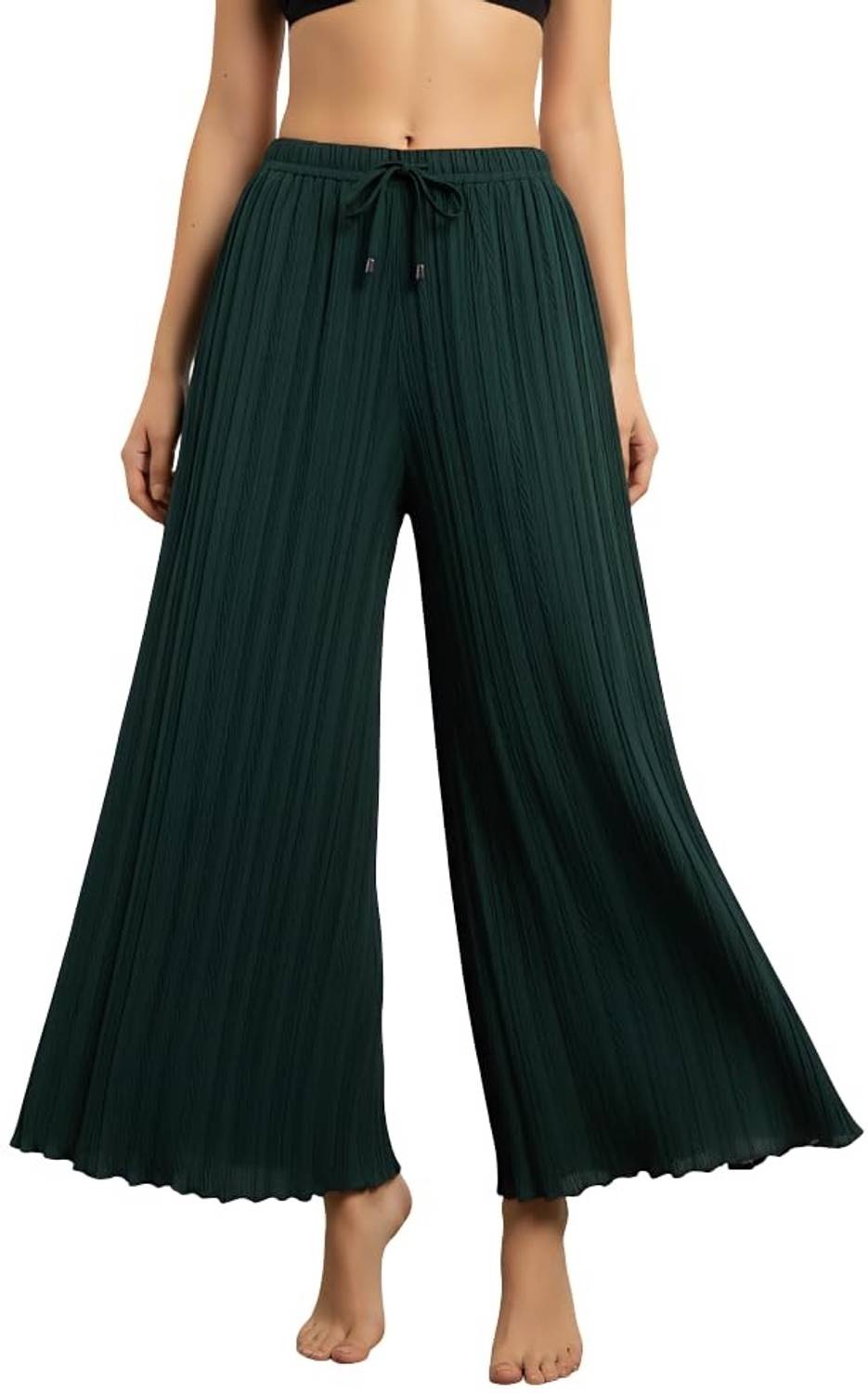 Amazplus Flared Women Black Trousers