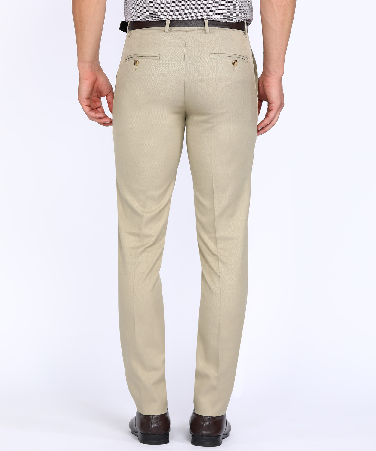 Image of PETER ENGLAND Slim Fit Men Beige Trousers