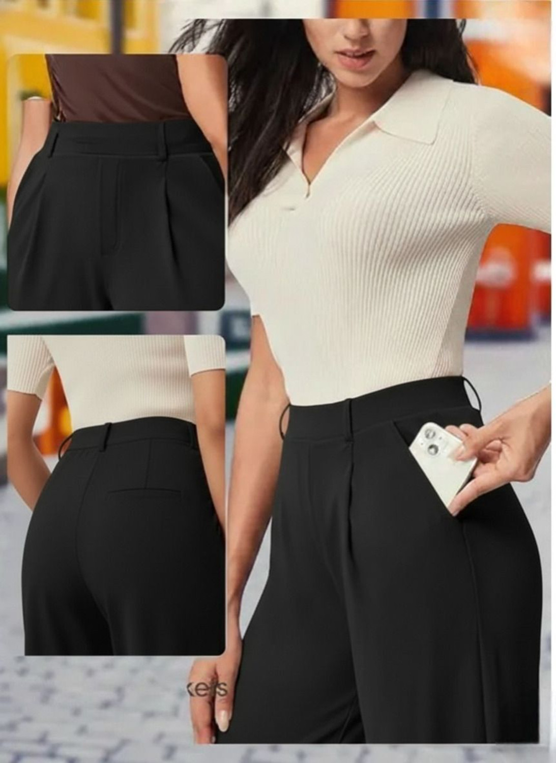 Image of SQEW Loose Fit Women Black Trousers