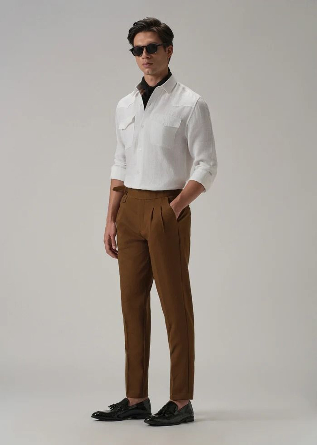 Image of SKENJEL Regular Fit Men Brown Trousers