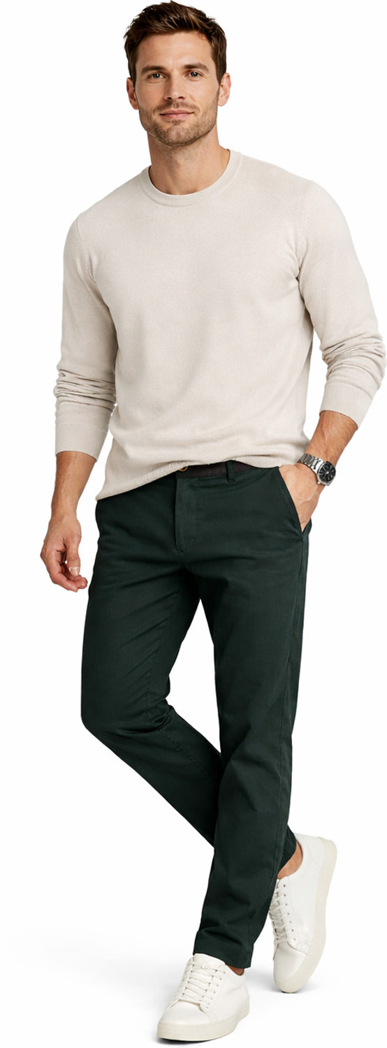 Image of DENRO Slim Fit Men Dark Green Trousers