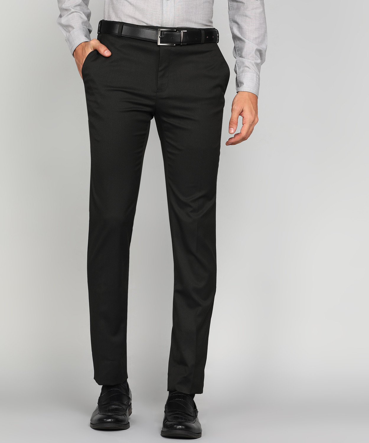 Image of Raymond Slim Fit Men Black Trousers