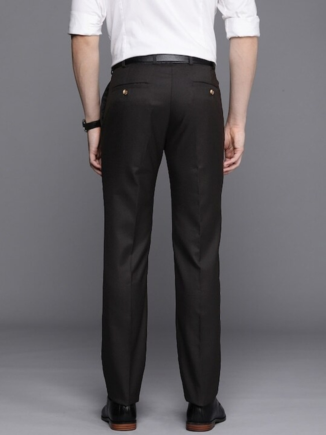 Image of Raymond Slim Fit Men Brown Trousers