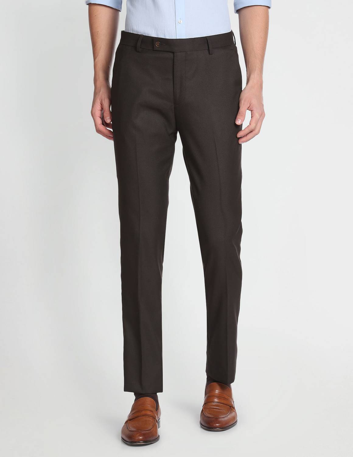ARROW Regular Fit Men Brown Trousers