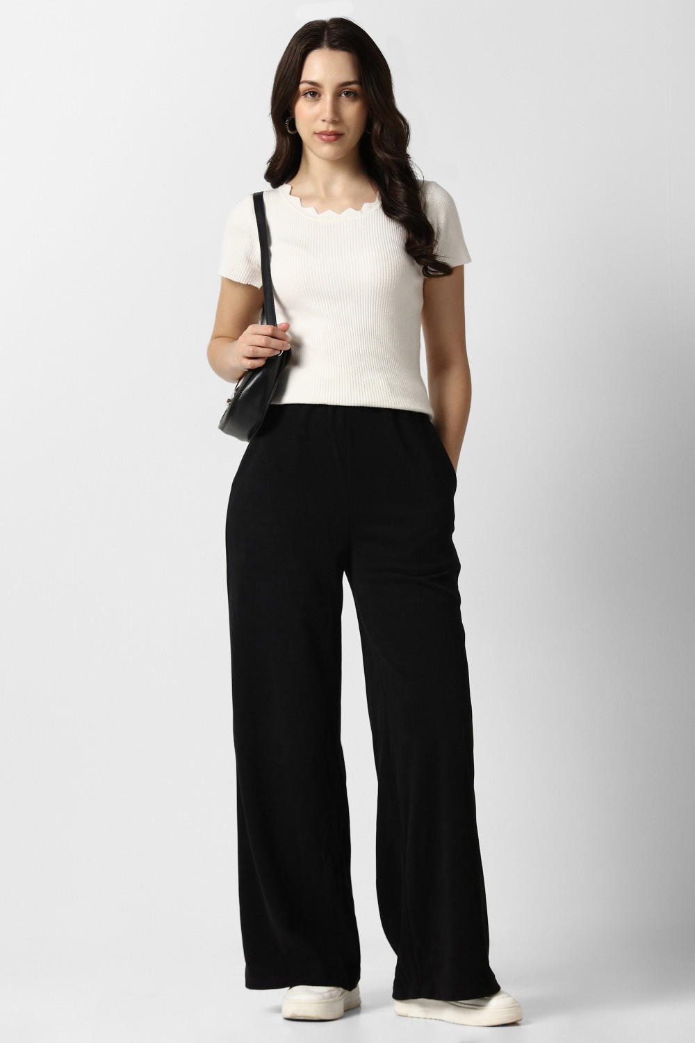 Image of VAN HEUSEN Regular Fit Women Black Trousers