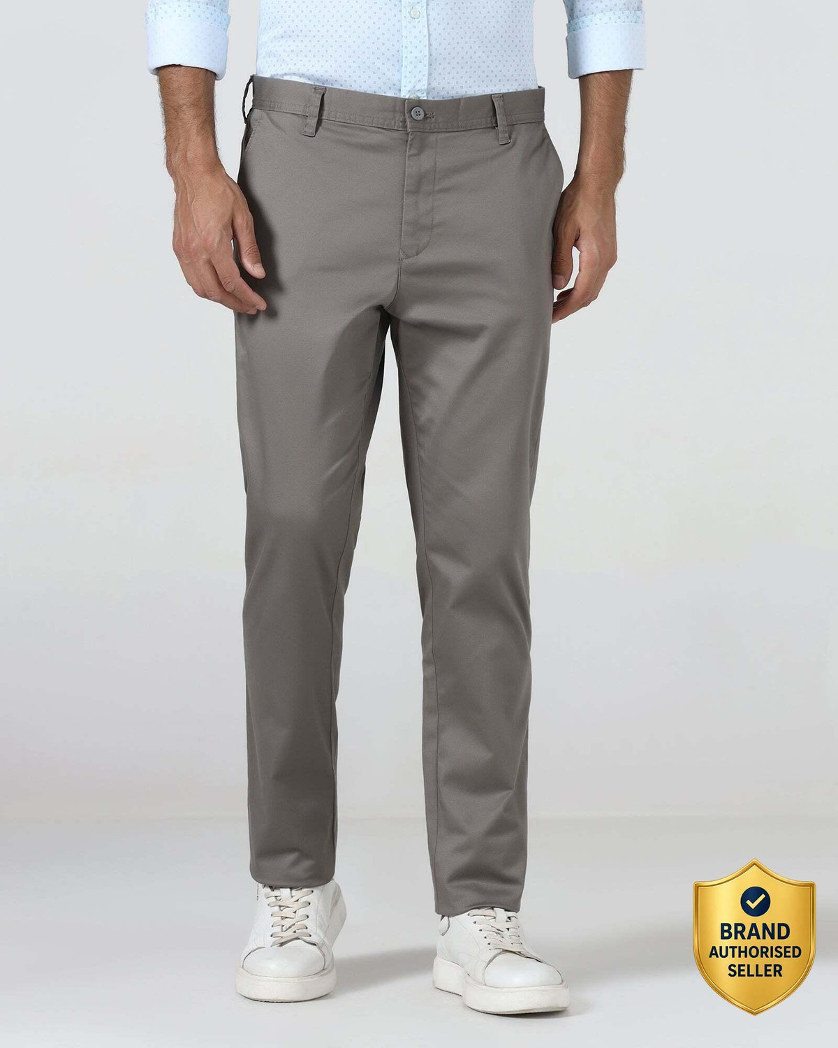Image of Blackberrys Regular Fit Men Grey Trousers