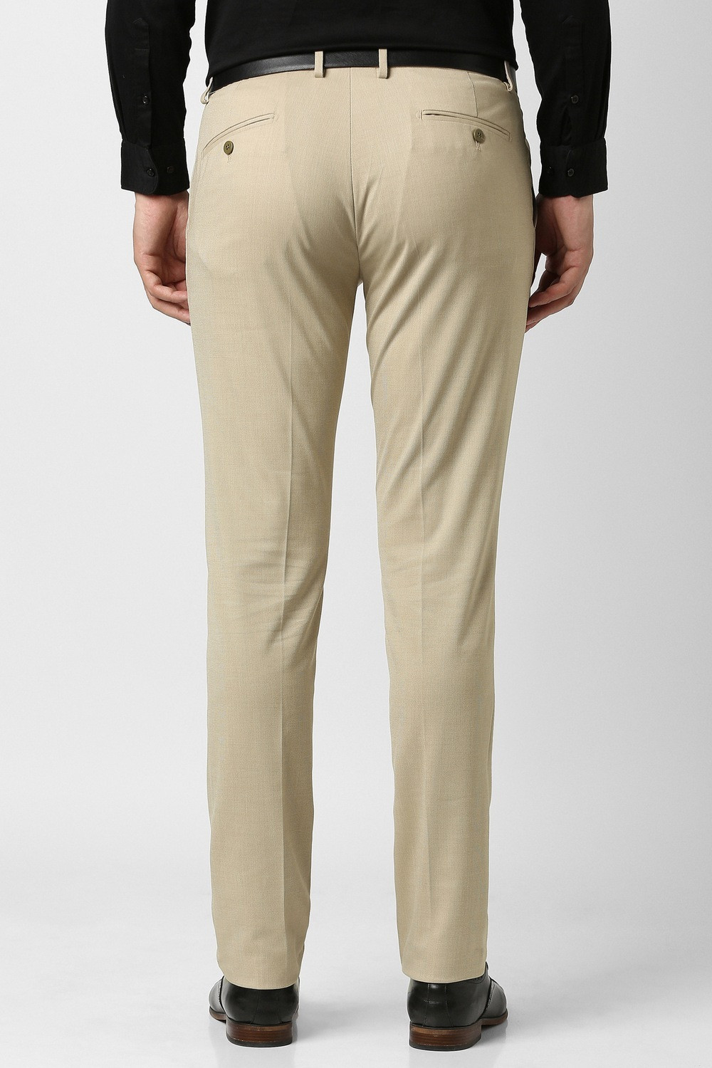 Image of PETER ENGLAND Slim Fit Men Beige Trousers