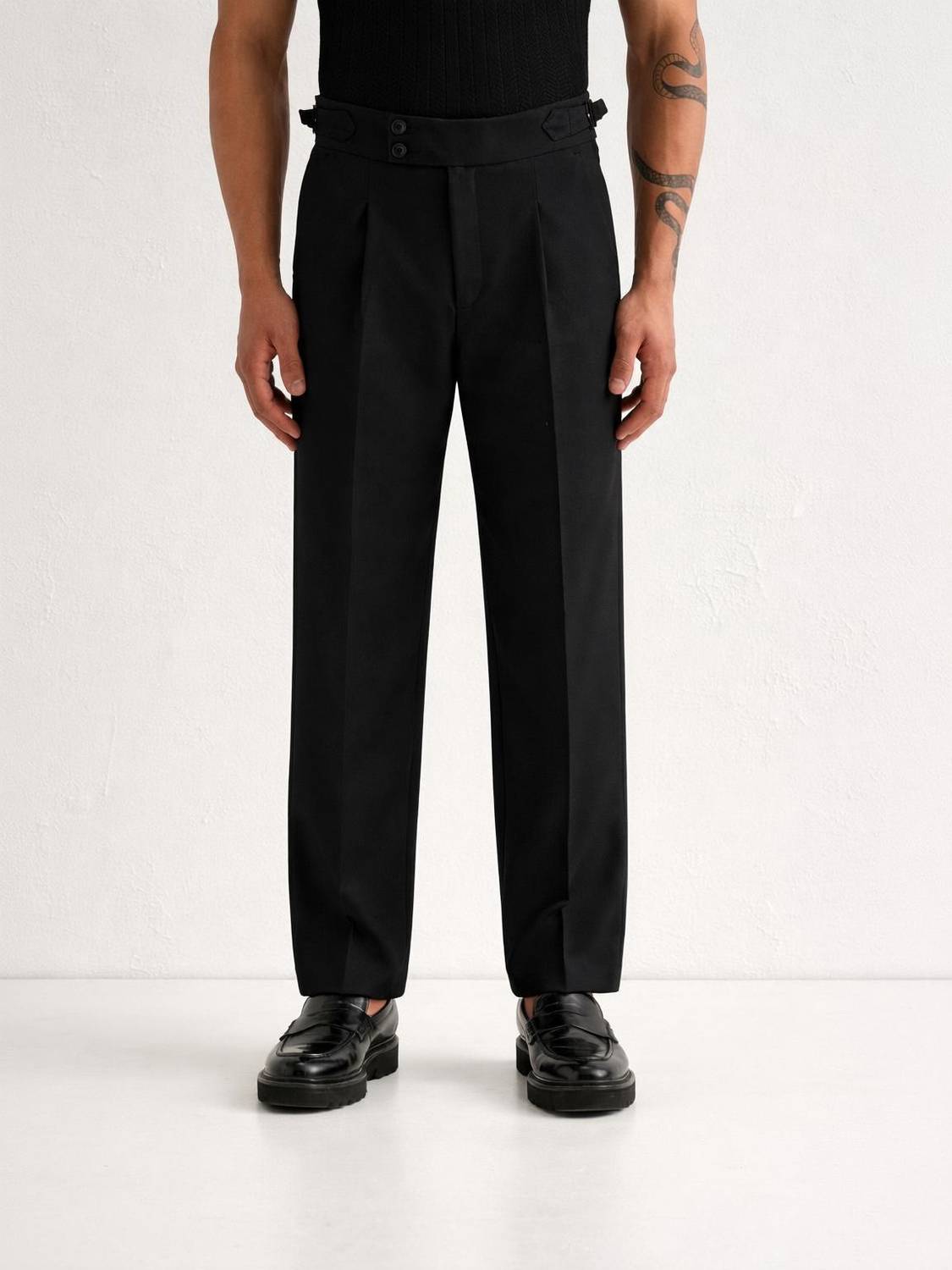 mtwn Straight Fit Men Black Trousers - Image 1