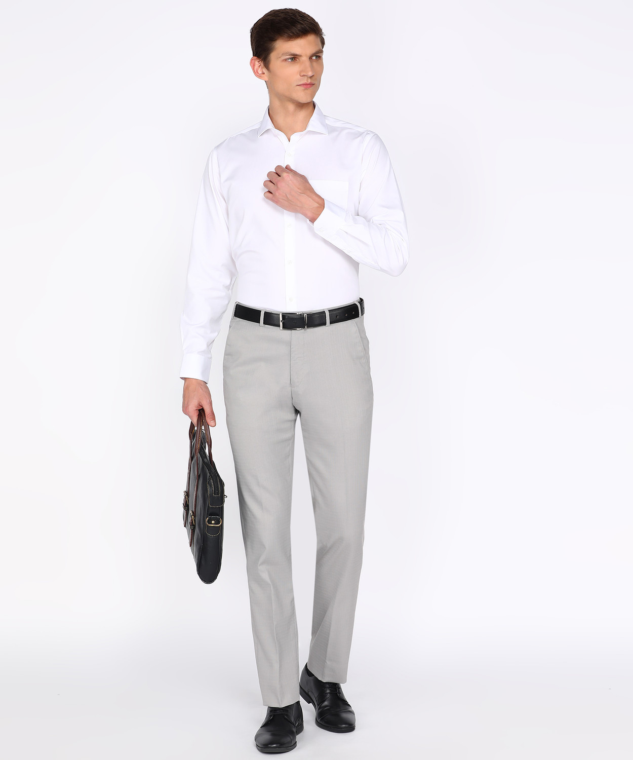 Image of PARK AVENUE Regular Fit Men Beige Trousers
