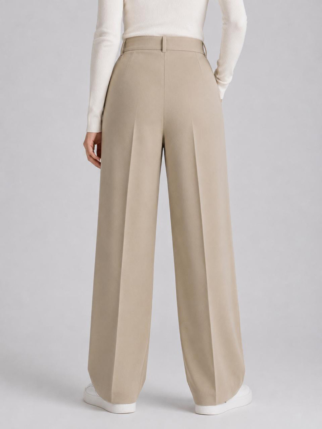Image of Trend Level Loose Fit, Flared Women Beige Trousers