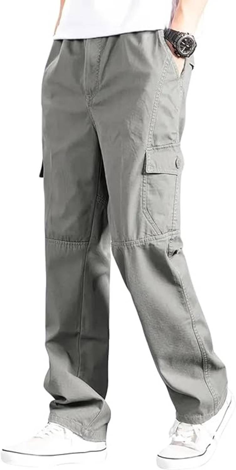 DWIDEN Men's Grey Loose Fit Trousers - Image 4