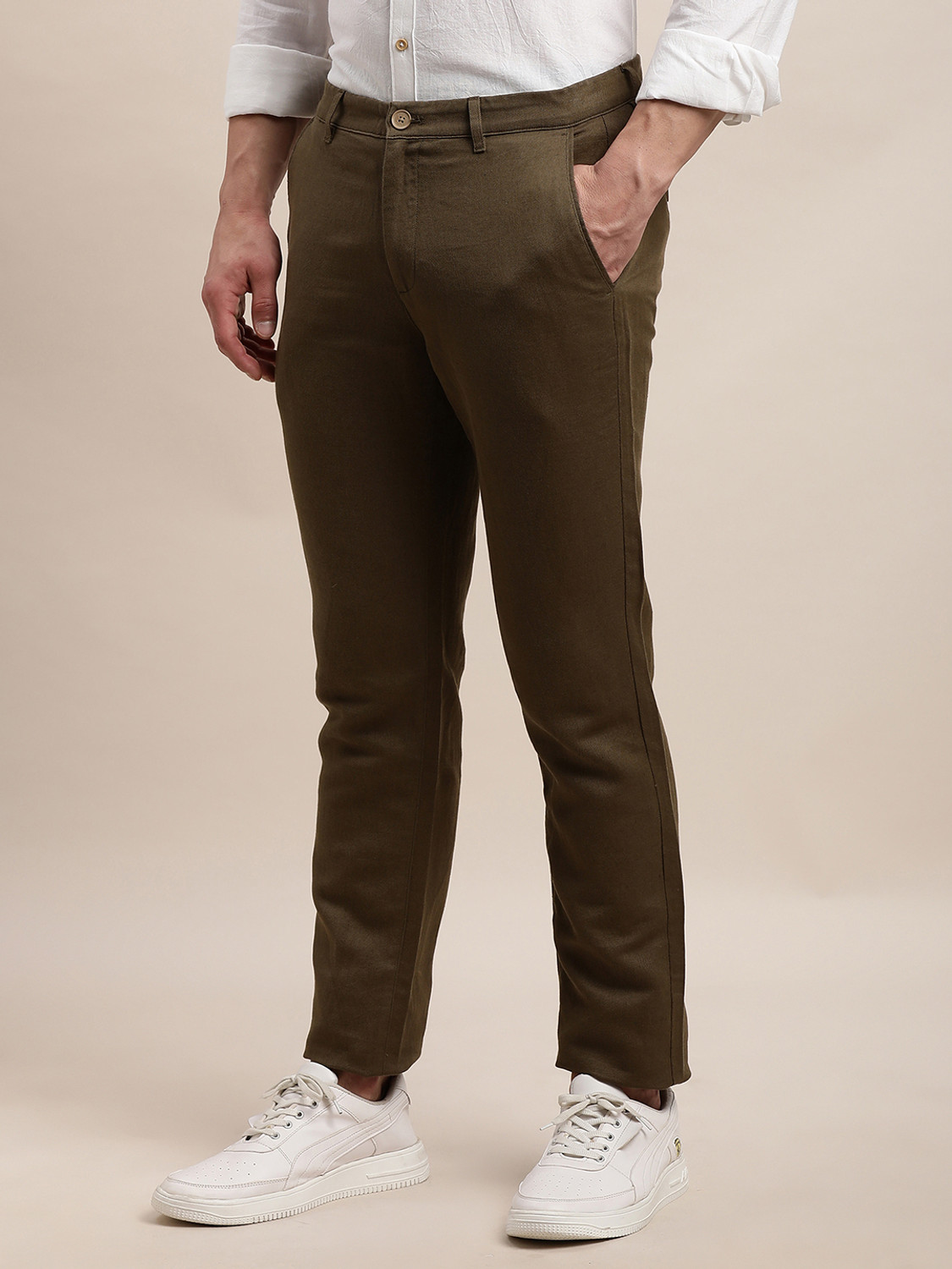 Image of TURTLE Slim Fit Men Brown Trousers