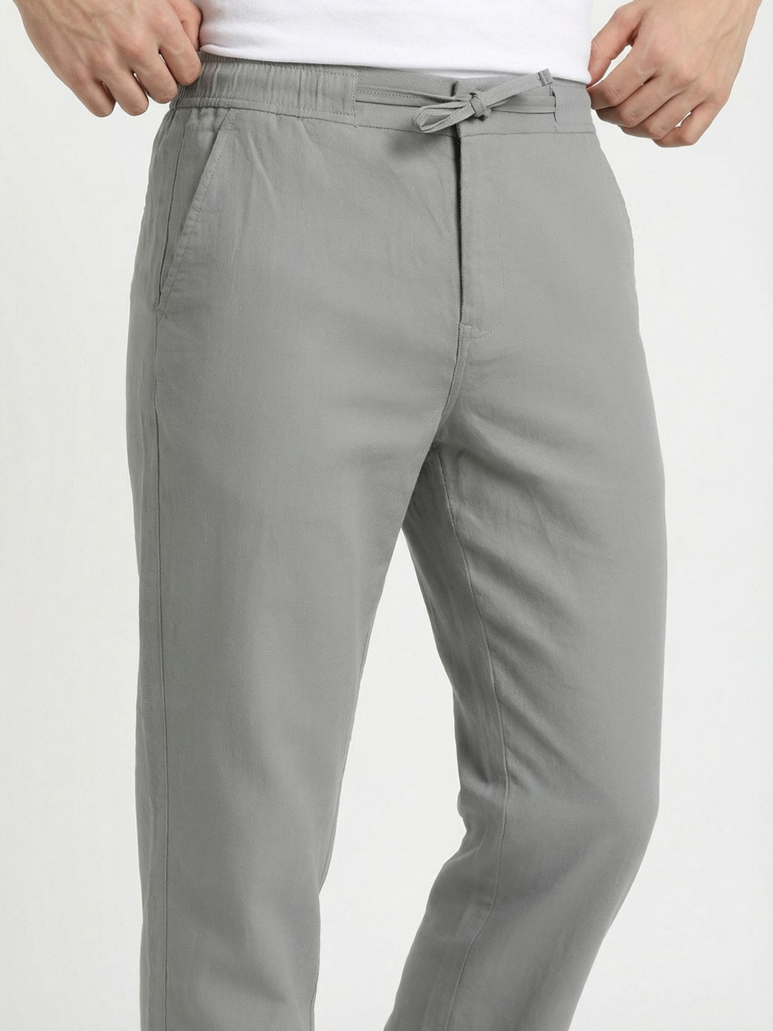 Image of METRONAUT Slim Fit Men Grey Trousers