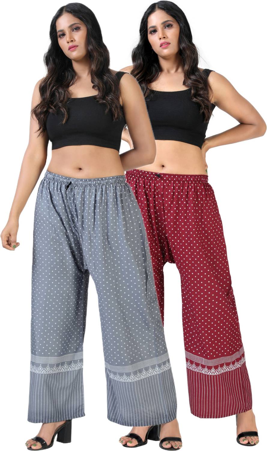 4K FASHION Relaxed Women Grey, Maroon Trousers