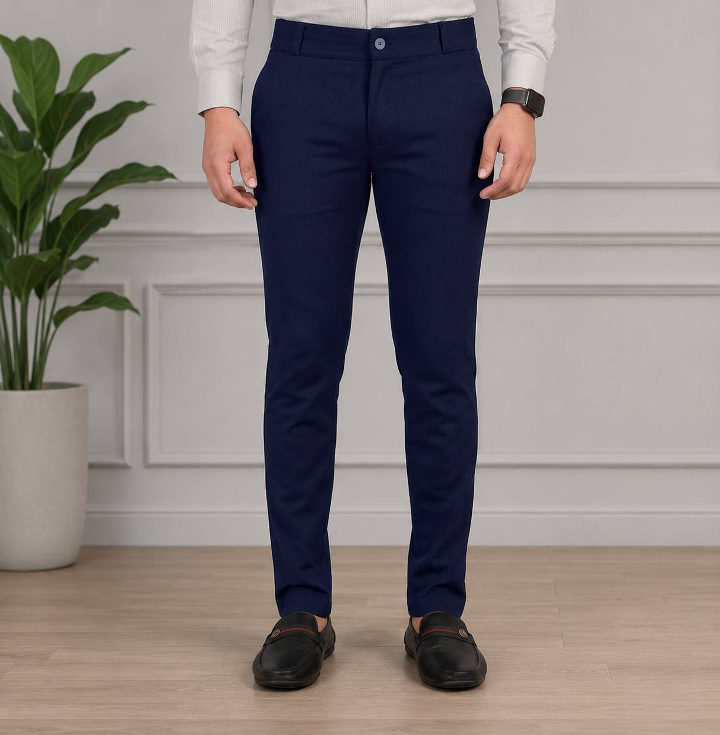 amodastyle Regular Fit Men Dark Blue Trousers