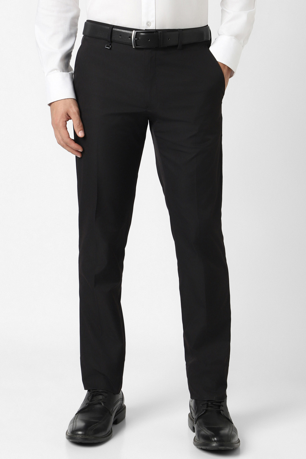 Image of VAN HEUSEN Slim Fit Men Black Trousers