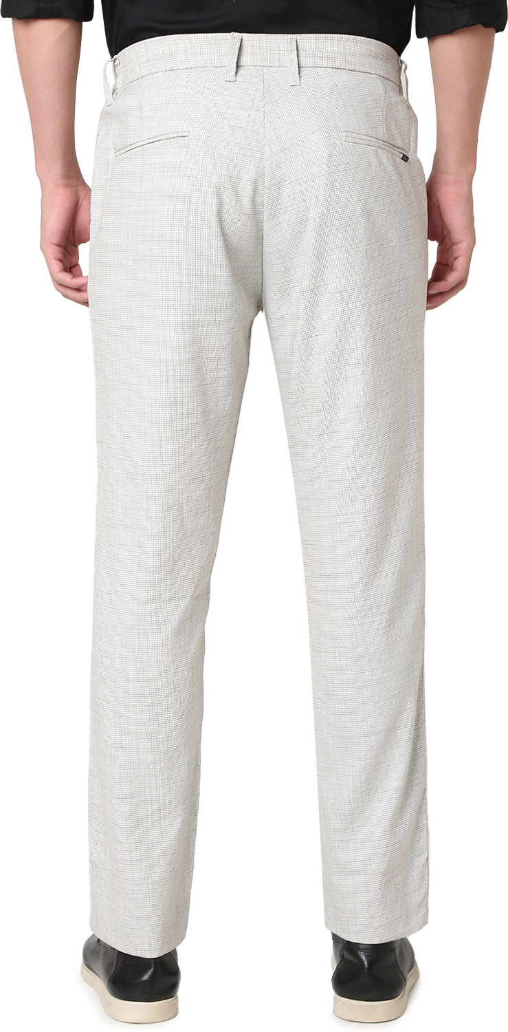 Image of Spykar Men Slim Fit White Polyester Trousers