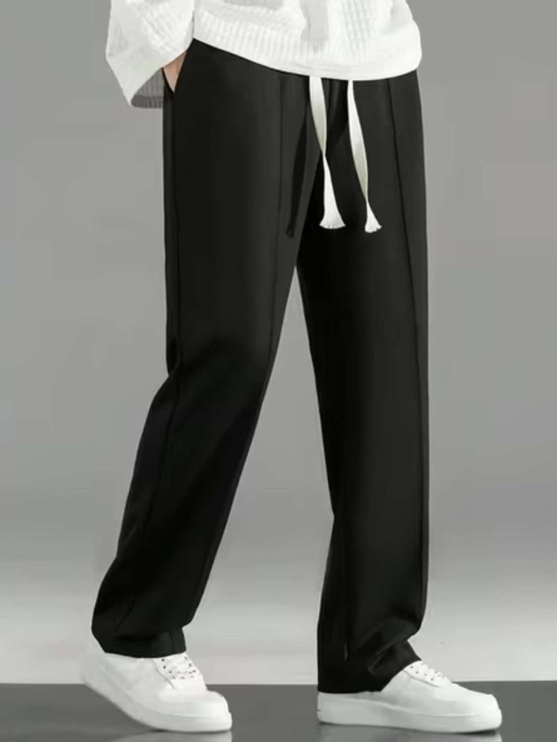 Image of SAVAYO Loose Fit Men Black Trousers