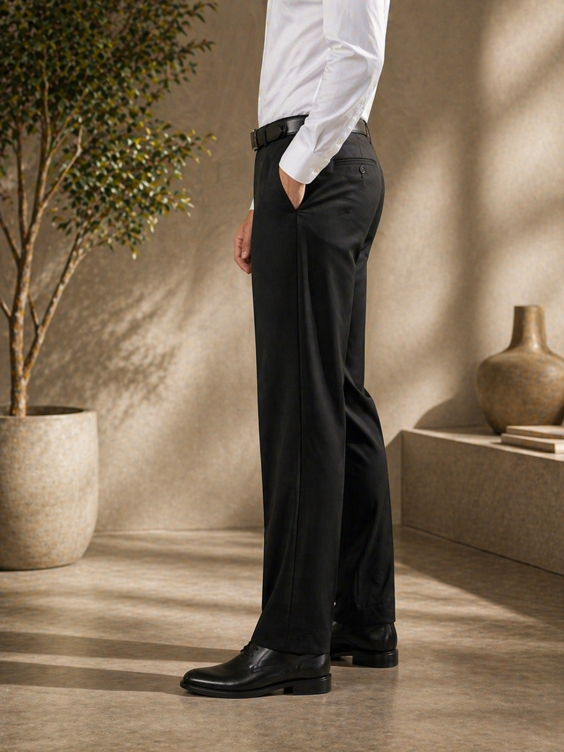 Image of METRONAUT Regular Fit Men Black Trousers