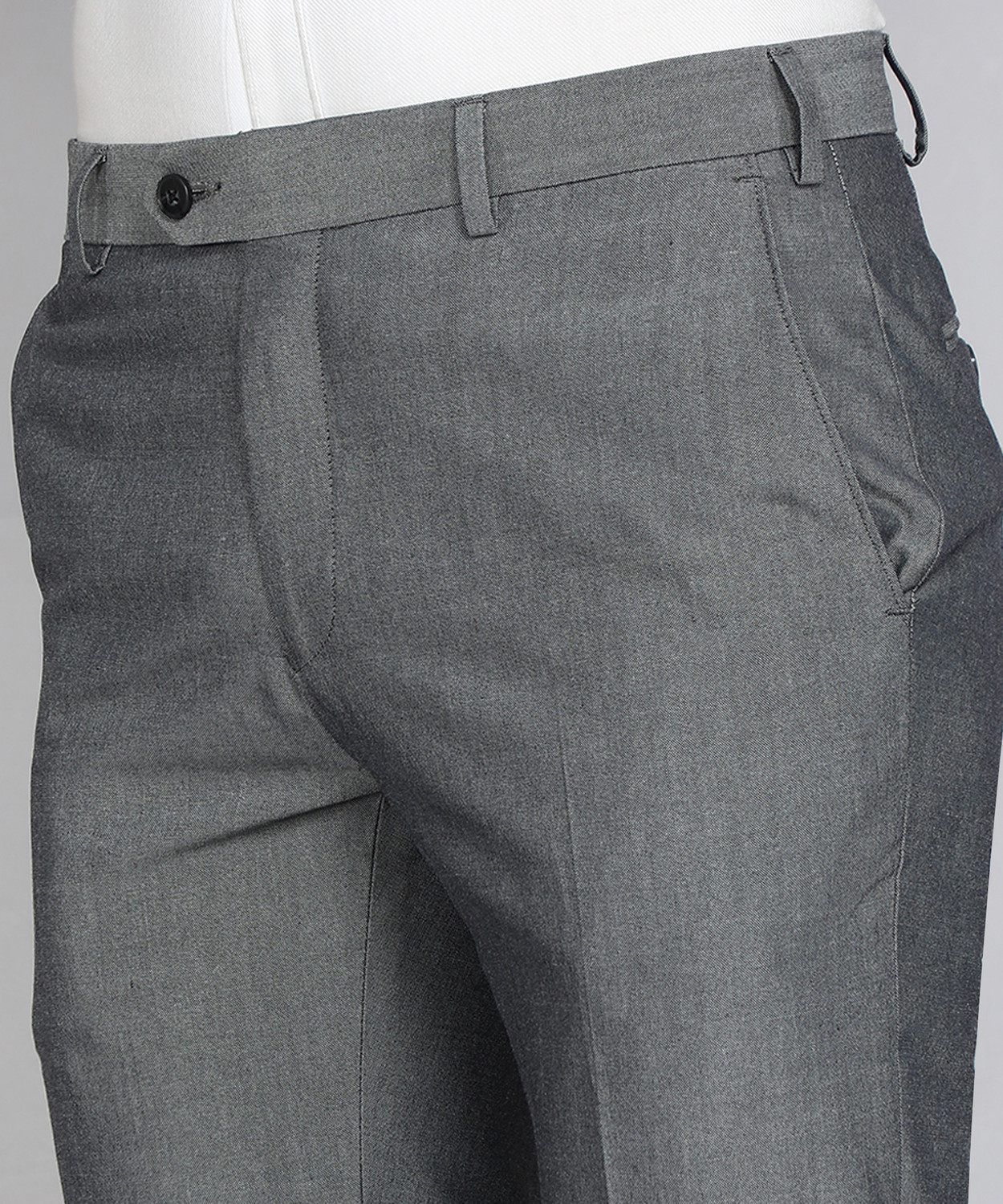 Image of Raymond Slim Fit Men Grey Trousers